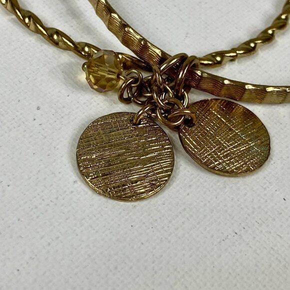 Vintage Gold Bangle Bracelets with Charms - Picture 8 of 11